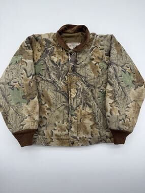 Vintage 90s Walls Mens XL Chamois Quilted Realtree Camouflage Bomber Jacket USA